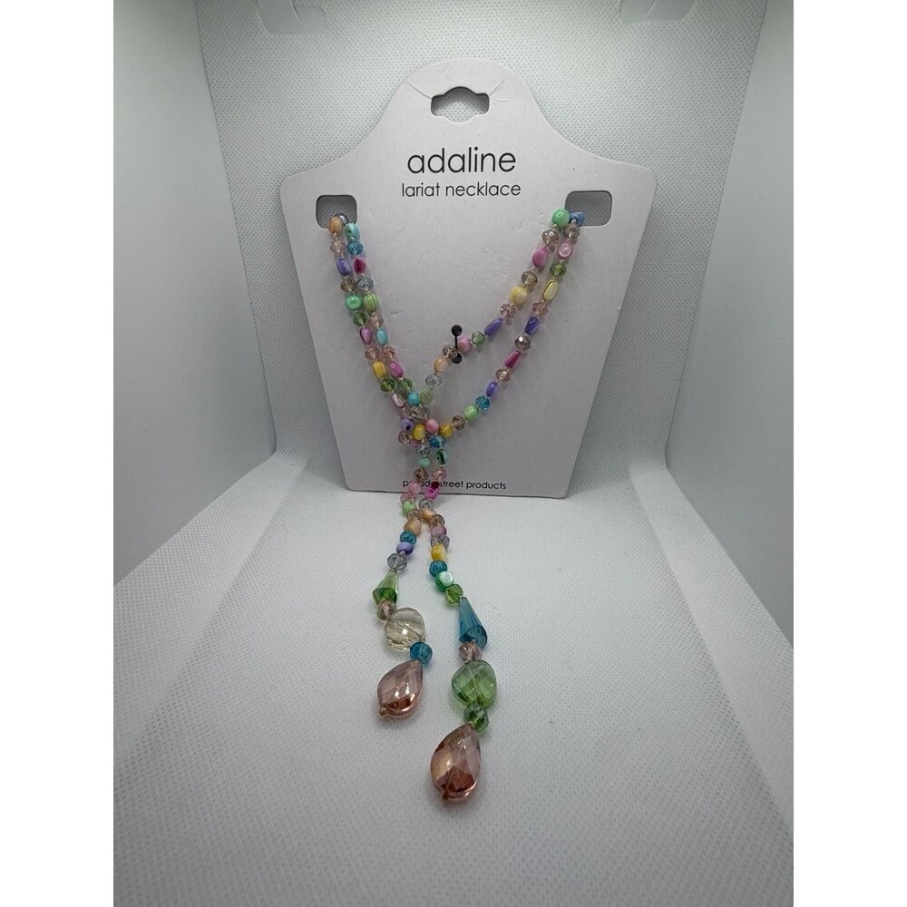 Adaline Multi-Colored Glass Bead Lariat Necklace